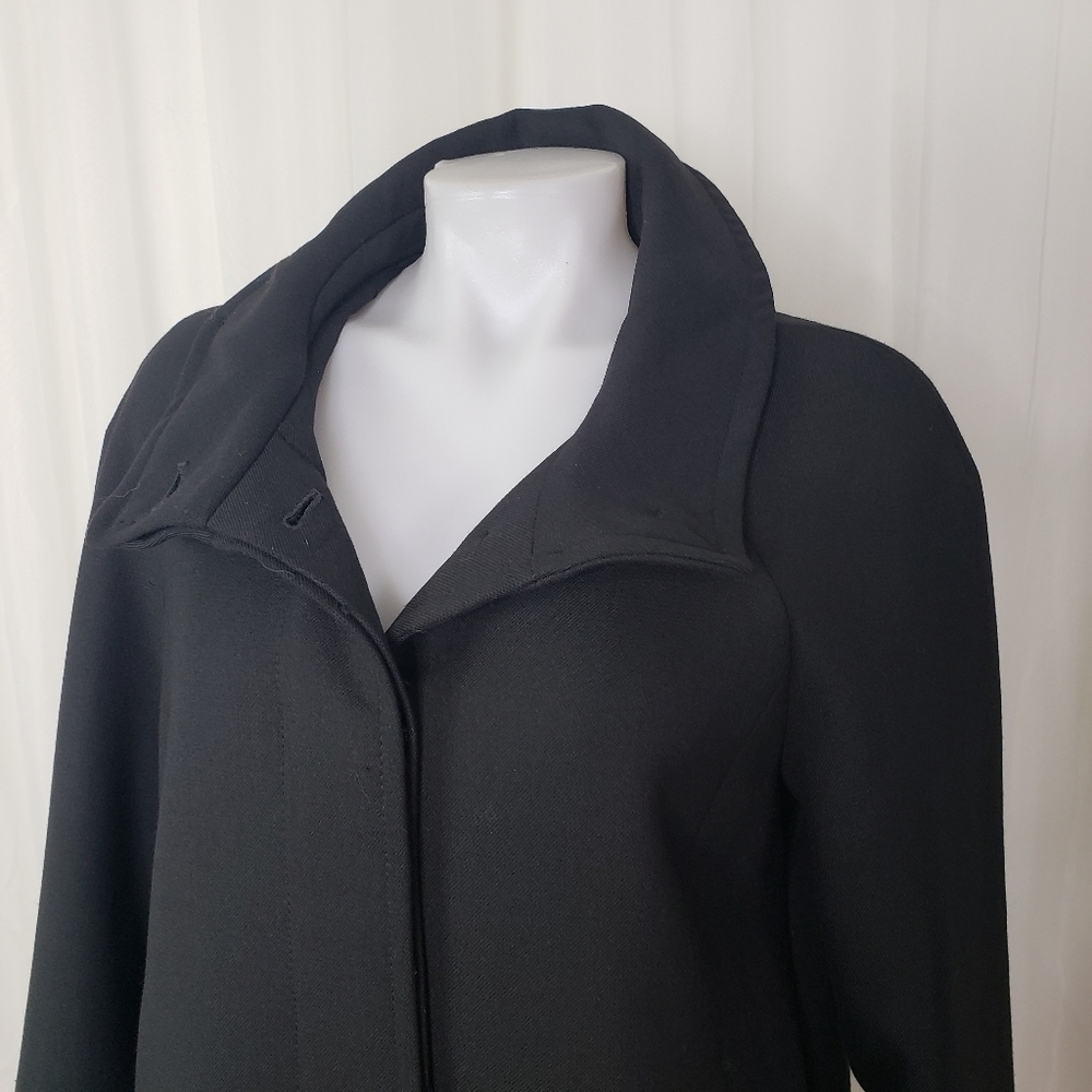 Zara Basic Black Wool Blend Coat Jacket Size Xl - image 2